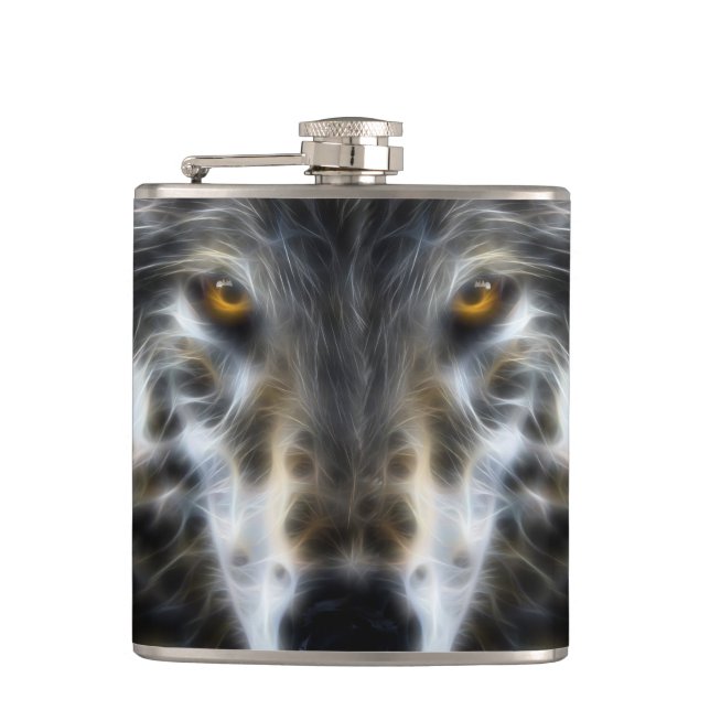 Wolf Inspirational intensives Portrait Flachmann (Vorderseite)