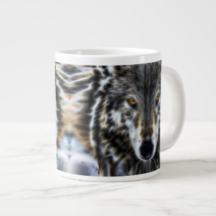 Wolf-inspirierend grafisches Porträt Jumbo-Tasse