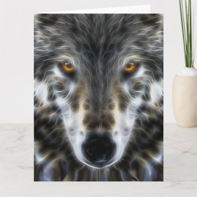 Wolf-inspirierend grafisches Porträt Karte (Vorderseite)