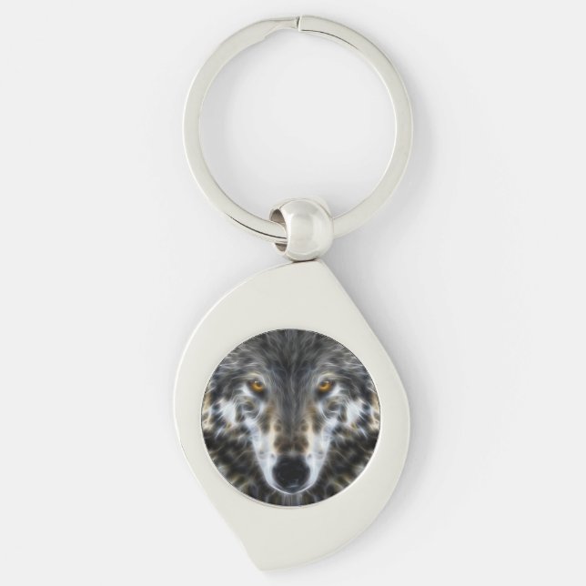 Wolf-inspirierend intensives Porträt Schlüsselanhänger (Vorderseite)