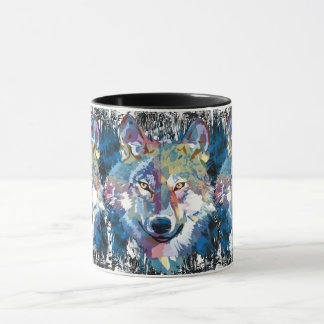 Wolf-Kaffeetasse - Retro Wolf Polygon Tasse