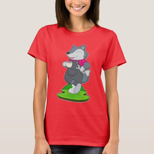 Wolf Kaffeetasse T-Shirt (Vorderseite)