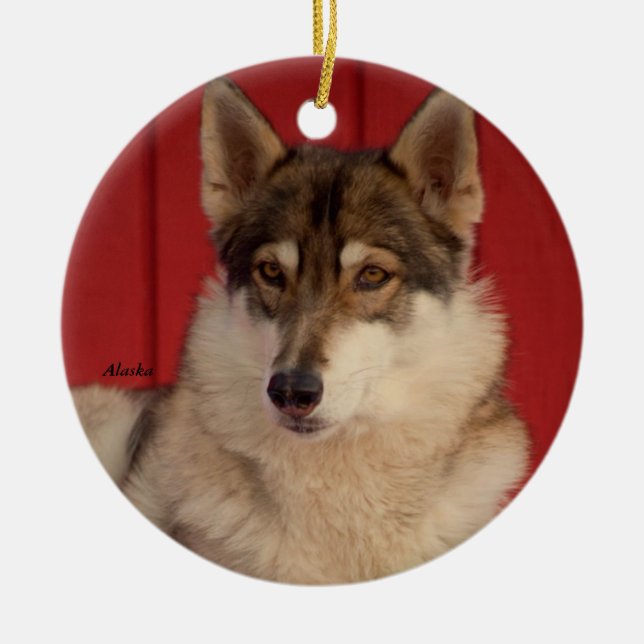 Wolf-Keramik-Baum-Verzierung Keramik Ornament (Vorne)