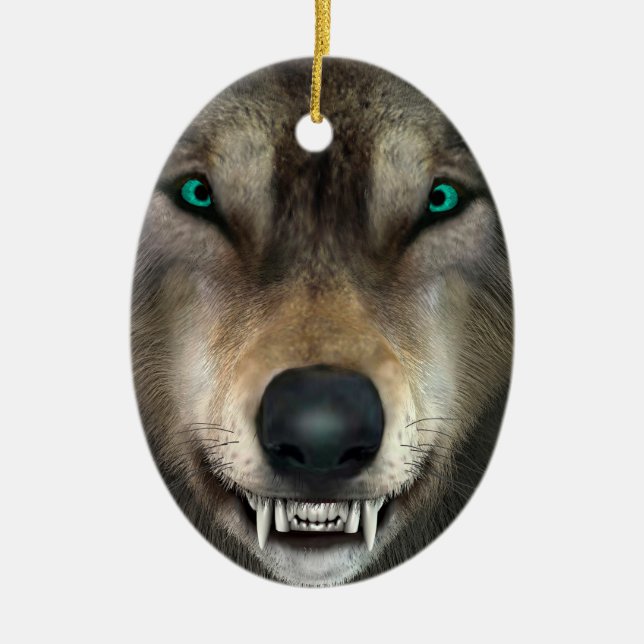 Wolf Keramik Ornament (Vorne)
