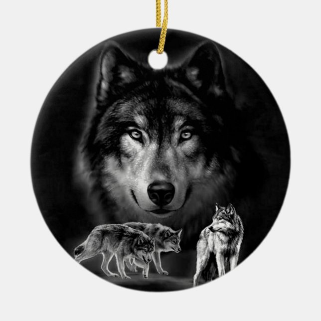 Wolf Keramik Ornament (Vorne)
