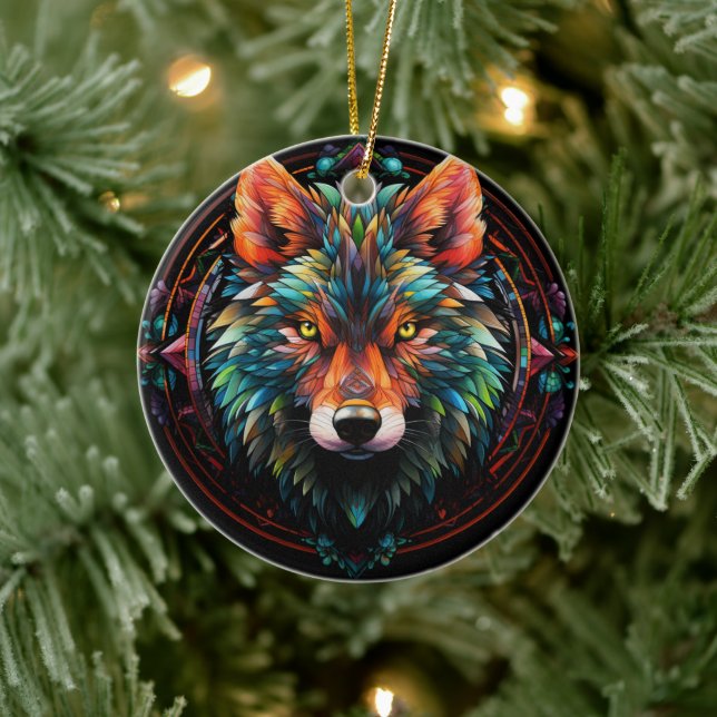 Wolf Keramik-Tree-Dekoration Keramik Ornament (Baum)