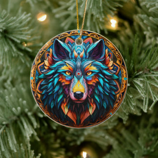 Wolf Keramik-Tree-Dekoration Keramik Ornament