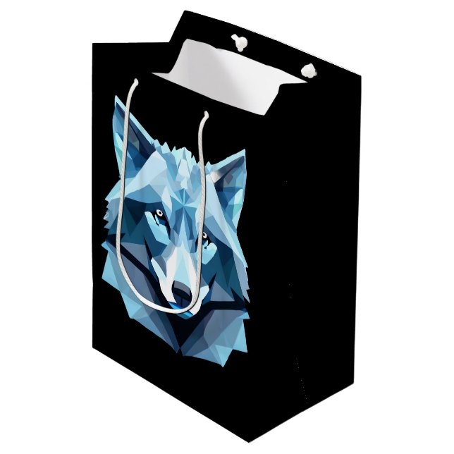 Wolf-Kopf Mittlere Geschenktüte (Vorderseite Schrägansicht)
