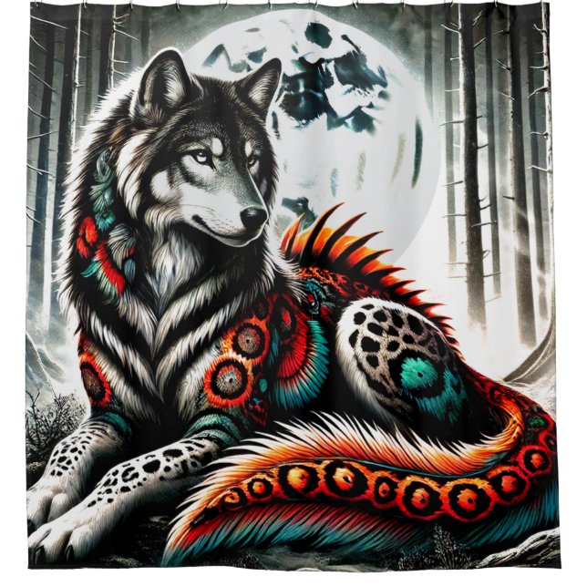 Wolf-Kreatur Duschvorhang (Vorderseite)
