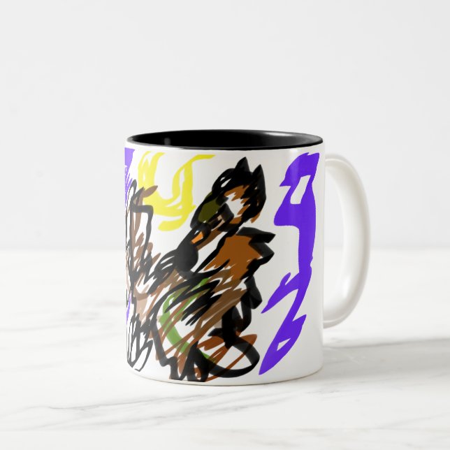 Wolf kühle Freude Zweifarbige Tasse (VorderseiteRechts)