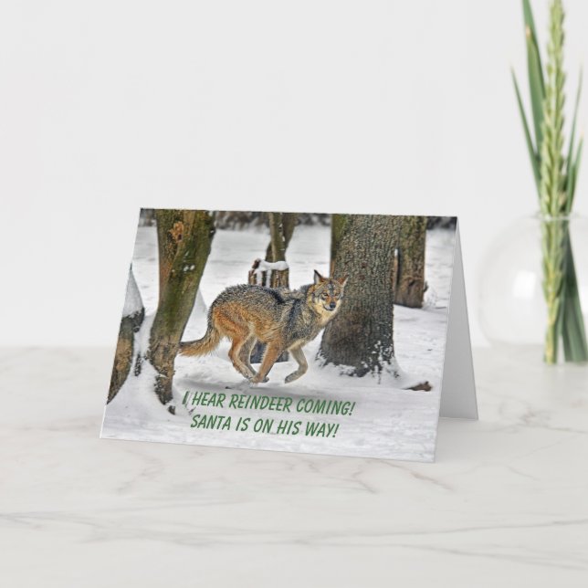 Wolf-laufende Weihnachtskarte Feiertagskarte (Vorderseite)