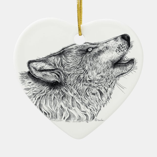 Wolf Liebe Keramik Ornament (Vorne)