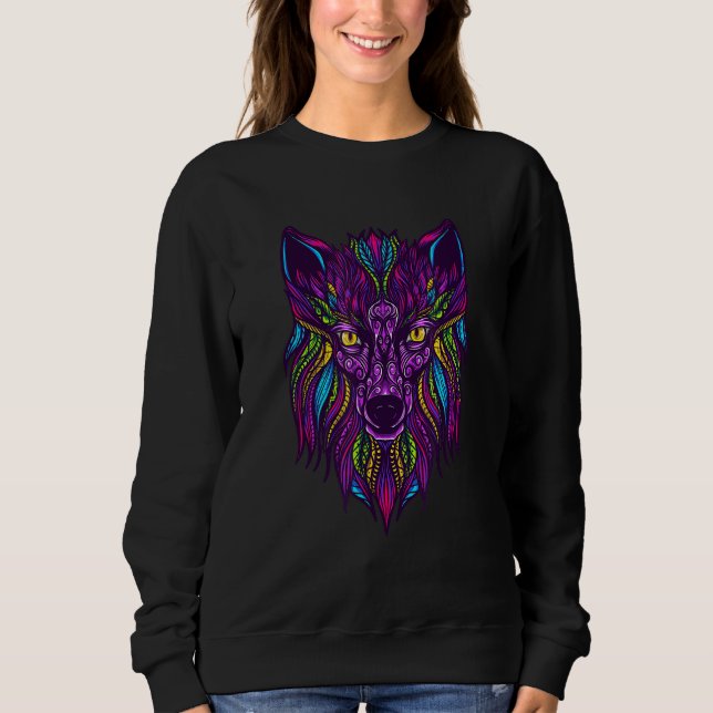 Wolf Liebe Wolves Tribal Tattoo Wolf Design Sweatshirt (Vorderseite)