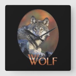 Wolf Liebhaber Kunst Quadratische Wanduhr