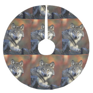 Wolf liebvers Christmas Polyester Weihnachtsbaumdecke