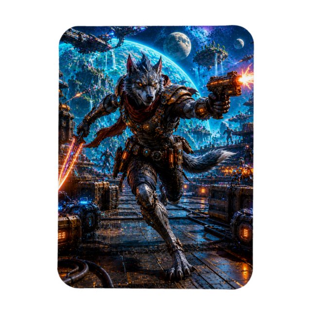 Wolf-Like Alien Pirate — Running Assault Magnet (Vertikal)