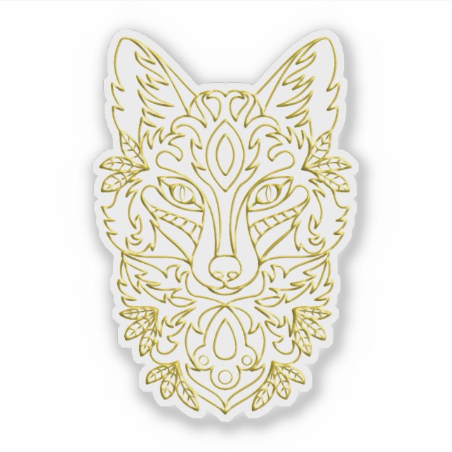 Wolf-like head art in gold aufkleber (Vorderseite)