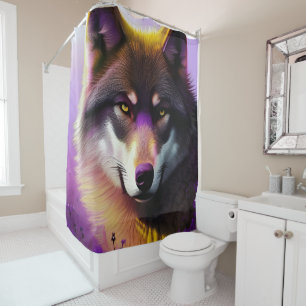 Wolf Lila Duschvorhang