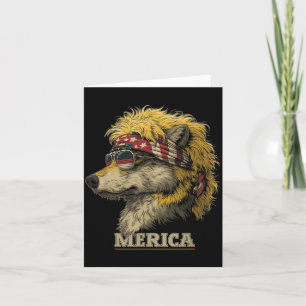 Wolf - Lustiger 4. Juli Amerikanische Flagge Vater Karte