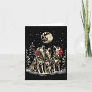 Wolf - Lustiges Frohe Weihnachten Santa Passende F Karte