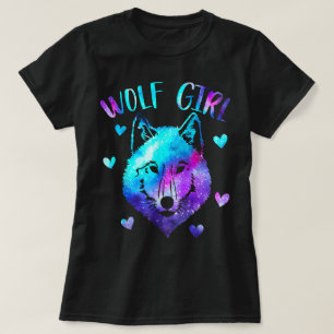 Wolf Mädchen Galaxie Ästhetik Design T-Shirt