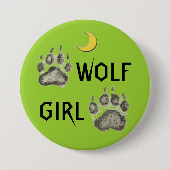 WOLF-MÄDCHEN-KNOPF BUTTON (Vorderseite)