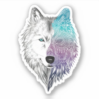 Wolf Mandala für Wolf Lover Wolf Liebe Aufkleber