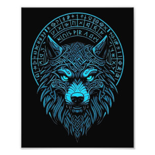 Wolf Mask Odin Runes Norse Compass Viking Fotodruck