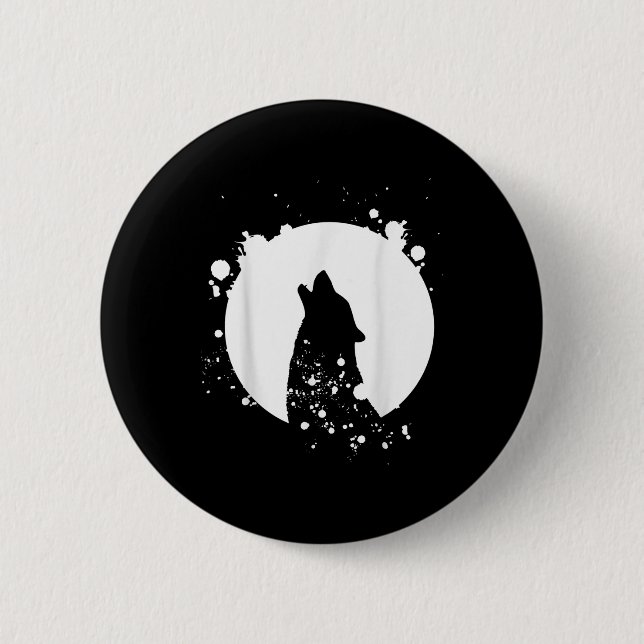 Wolf Men Silhouette Animal Motif Umwelt Button (Vorderseite)
