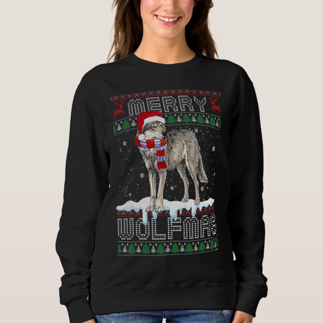 Wolf Merry Wolfmas Christmas Wolf Ugly Sweater Sweatshirt (Vorderseite)