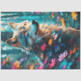 Wolf mit Blume Seidenpapier
