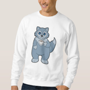 Wolf mit Kaffee-Cup Sweatshirt