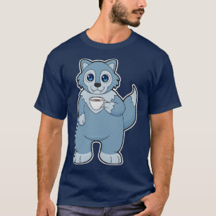 Wolf mit Kaffee-Cup T-Shirt