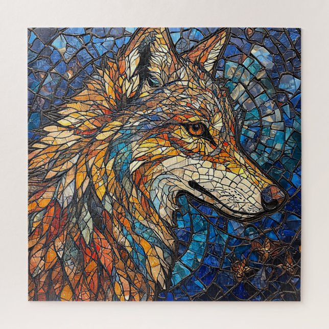 Wolf mit lebhaften farbenfrohen Glasstücken (Vertikal)