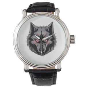 Wolf mit leuchtenden roten Augen bekämen Armbanduhr