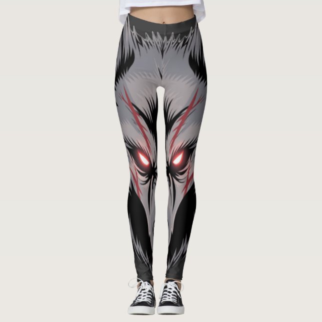 Wolf mit leuchtenden roten Augen bekämen Leggings (Vorderseite)