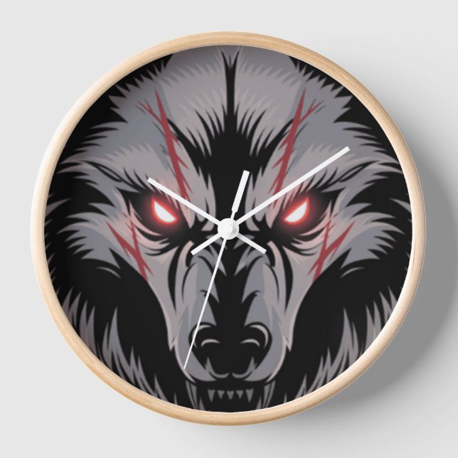 Wolf mit leuchtenden roten Augen bekämen Uhr (Vorderseite)