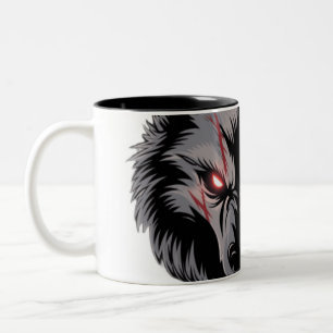 Wolf mit leuchtenden roten Augen bekämen Zweifarbige Tasse