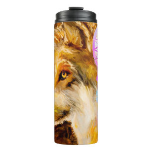 Wolf mit Traumfänger Thermosbecher