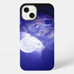 Wolf, Mond & Blaue Nacht iPhone Hülle