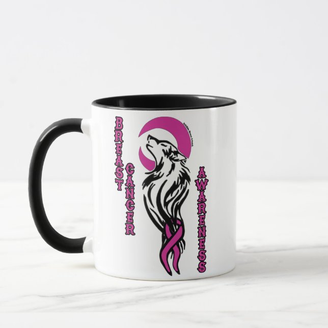 Wolf/Mond.. Brustkrebs Tasse (Links)
