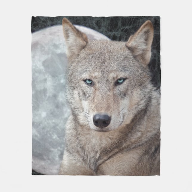 Wolf-Mond-Fleece-Decke Fleecedecke (Vorderseite)