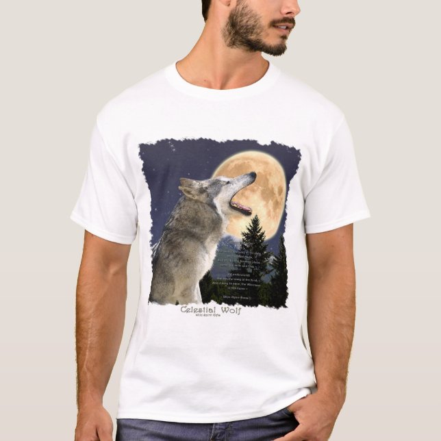 WOLF, Mond, Forest & Gedicht T - Shirt (Vorderseite)