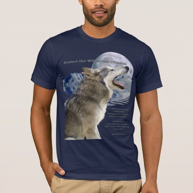 WOLF, Mond, Gebirge und Gedicht T - Shirt (Vorderseite)