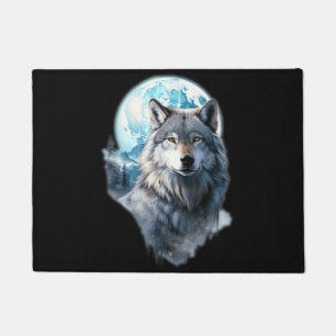 Wolf Mond Grafik Heulend ,unter Vollmondnacht Fußmatte