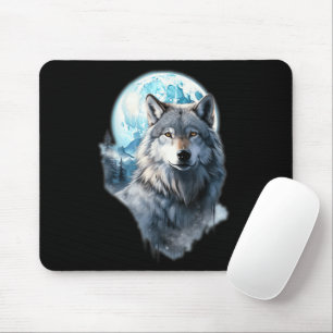 Wolf Mond Grafik Heulend ,unter Vollmondnacht Mousepad