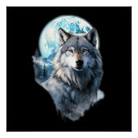 Wolf Mond Grafik Heulend, unter Vollmondnacht