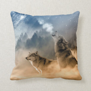 Wolf-Mond-Kissen Kissen