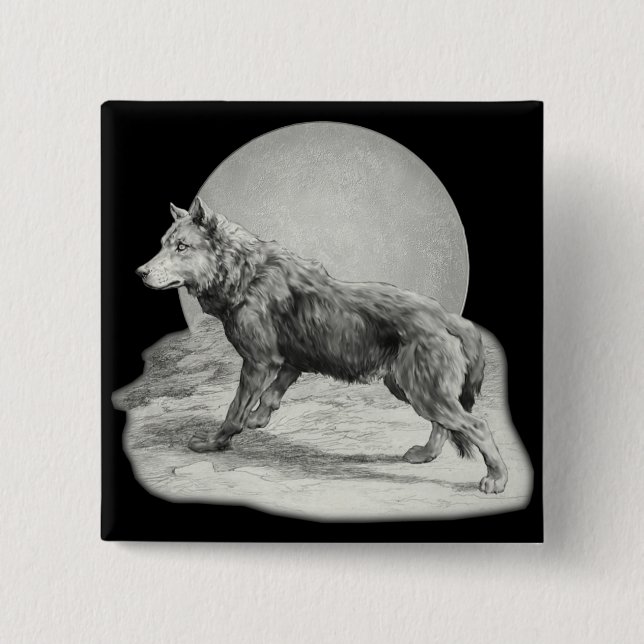 Wolf Mond Profil Button (Vorderseite)