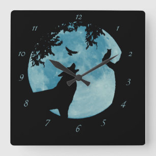 Wolf Mond Rabe Eule Wildlife Uhr